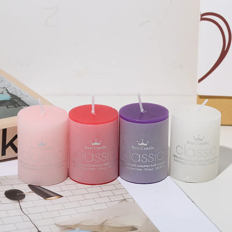 Classic Colored Pillar Candles for Home Decor Long Burning Time Ideal for Romantic Ambiance and Relaxation - Zenflow Active