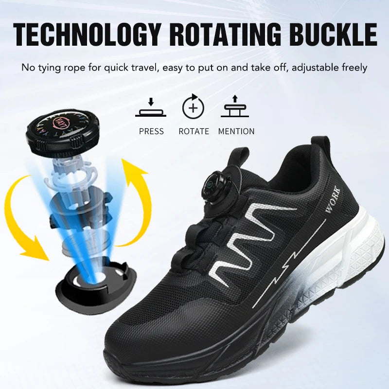 Men's Steel Toe Zip-Up Work Safety Shoes | Lightweight Indestructible Breathable Sneakers - Zenflow Active