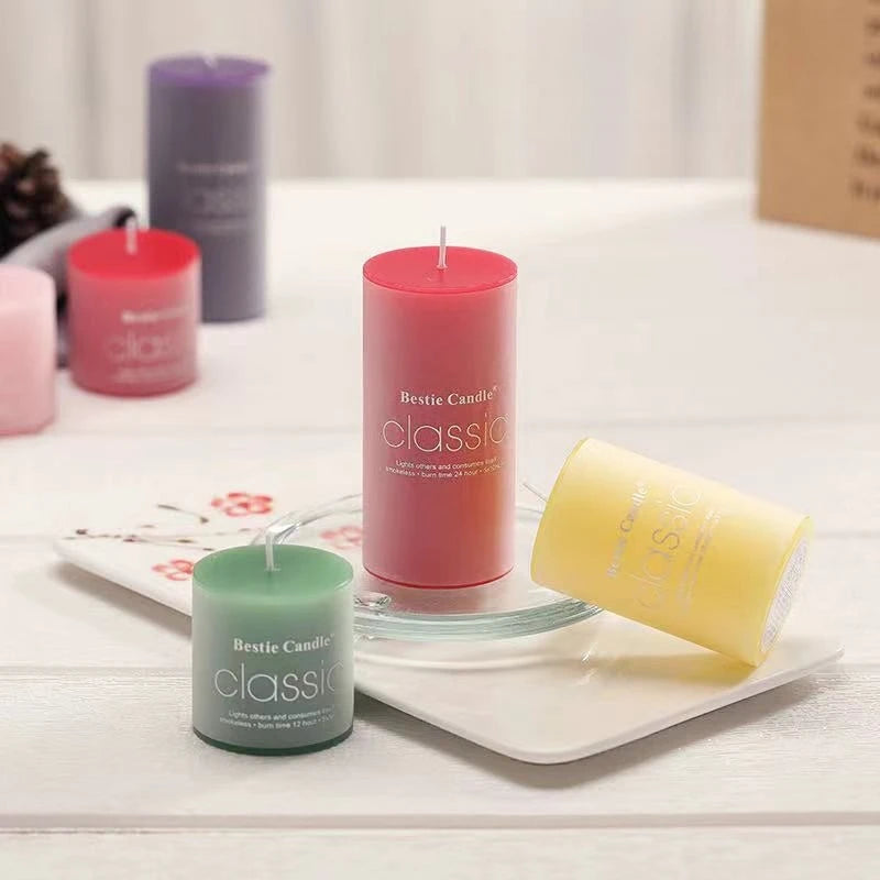 Classic Colored Pillar Candles for Home Decor Long Burning Time Ideal for Romantic Ambiance and Relaxation - Zenflow Active