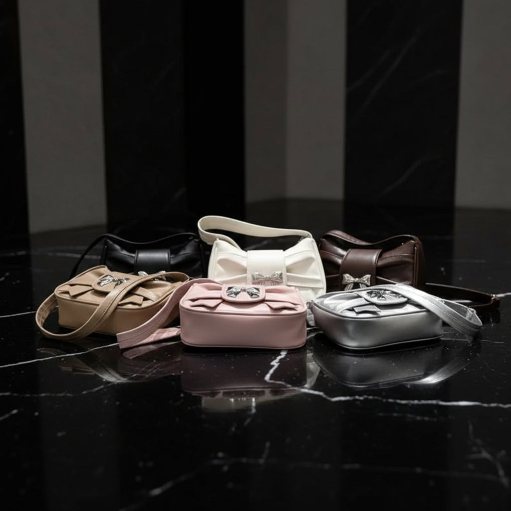 Bow Shoulder Bag Handbag Casual Underarm Bag PU Leather - Zenflow Active