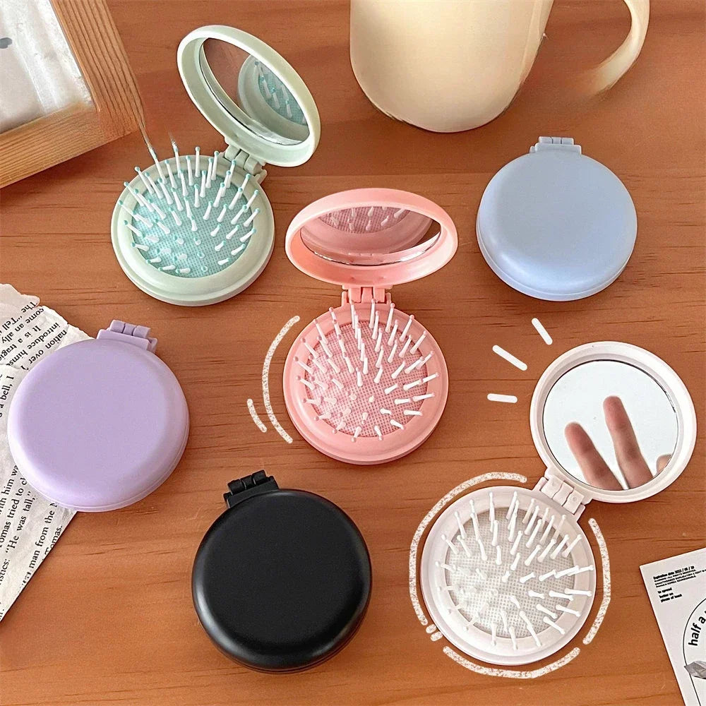 Solid Colour Folding Comb with Makeup Mirror - Zenflow Active
