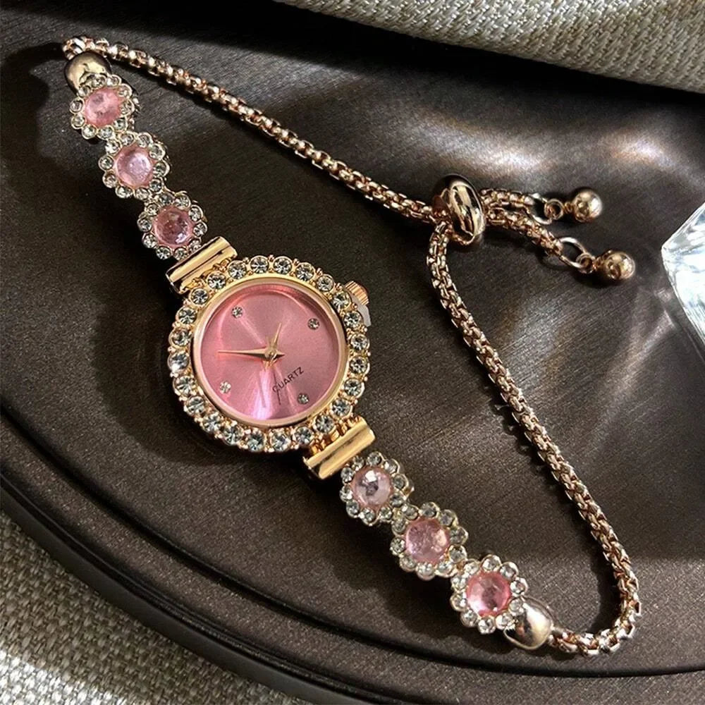 Fashion Rhinestone Women Watches Diamond Flowers Bracelet Ladies Quartz Wristwatch - Zenflow Active