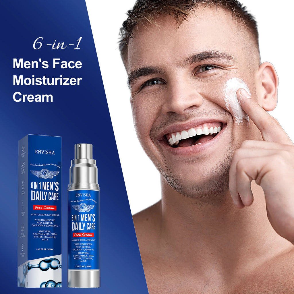 ENVISHA Men's 6-in-1 Face Cream with Retinol, Hyaluronic Acid & Collagen, 50ml - Zenflow Active
