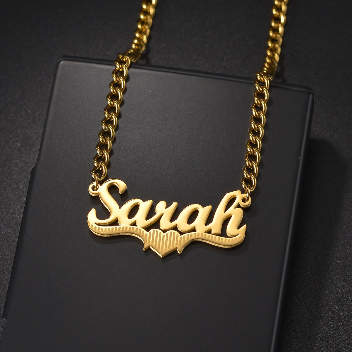 Goxijite Custom Removable Butterfly Heart Name Pendant Stainless Steel Laser Marking Nameplate Necklace - Zenflow Active