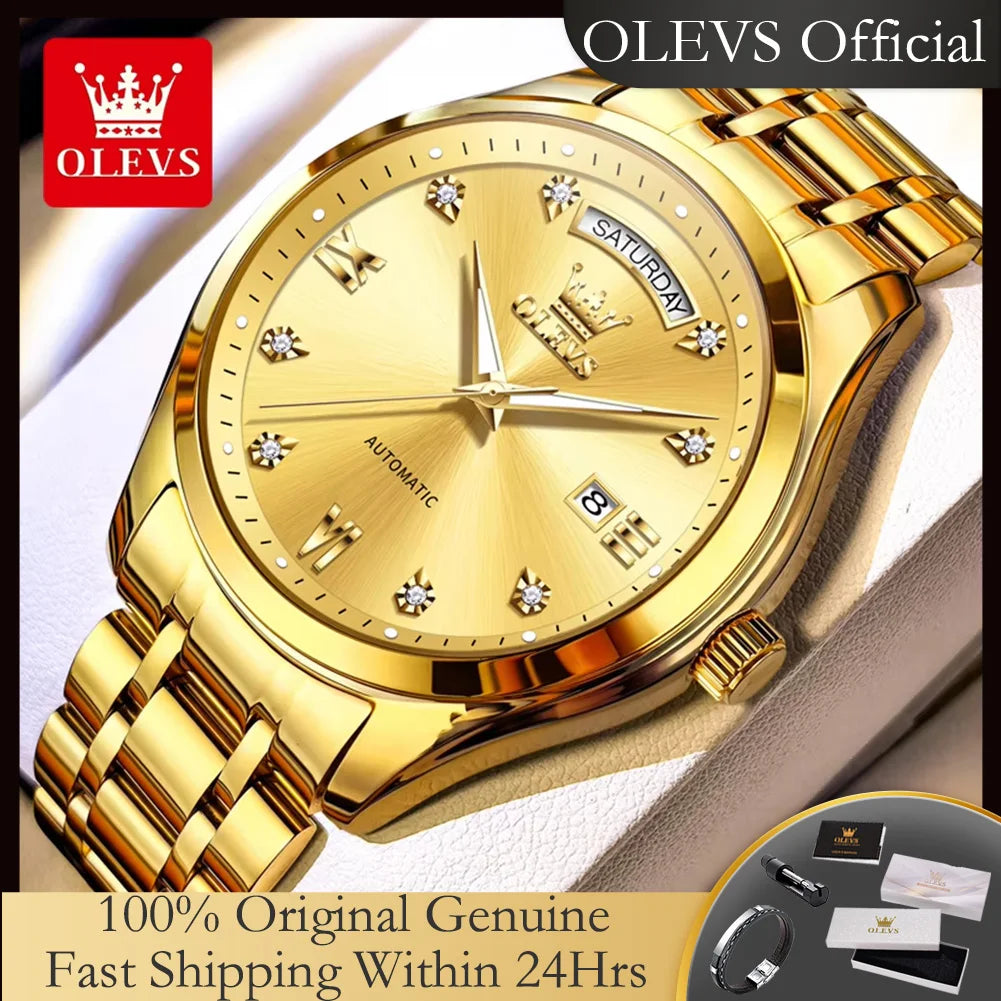 OLEVS 6752 Men's Automatic Mechanical Watch — Luminous, Week & Date Display, Waterproof - Zenflow Active