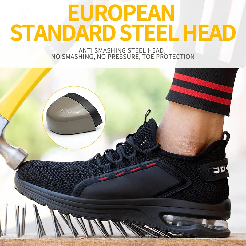 Steel Toe Safety Work Sneakers | Anti-Smash Puncture-Proof Lightweight Breathable Work Boots - Zenflow Active