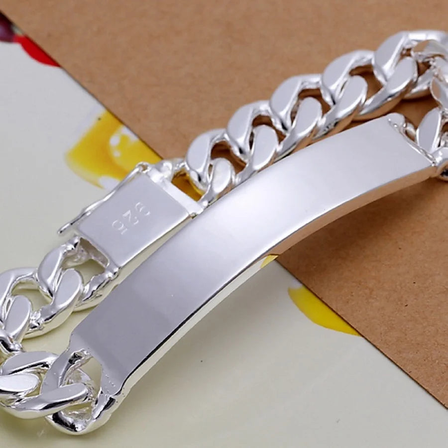 Charm 925 sterling silver design 10MM Men's chain Geometric Bracelet - Zenflow Active