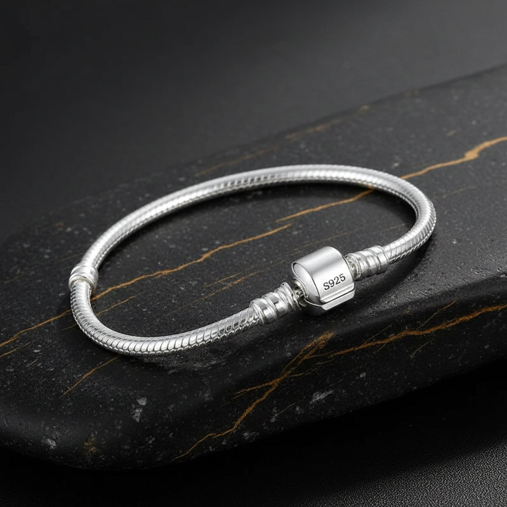 Handmade Original Fine Jewelry 925 Silver Charm Bracelet Soft Smooth Snake Bone Bracelets for Women - Zenflow Active