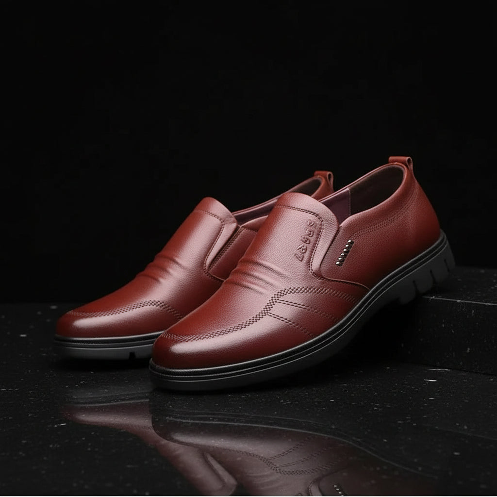 Men's Leather Slip-On Loafers | Soft Sole Anti-Slip Breathable Business Casual Shoes - Zenflow Active