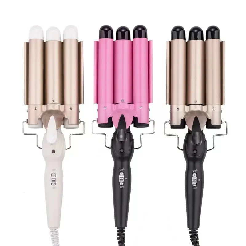 3-Barrel Ceramic Hair Waver | Professional Wave Curling Iron | 25mm - Zenflow Active