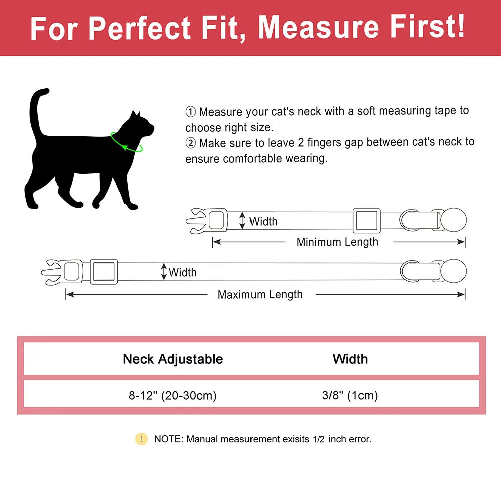 Personalised Cat Collar | PU Leather with Engraved ID Nameplate & Bell - Zenflow Active
