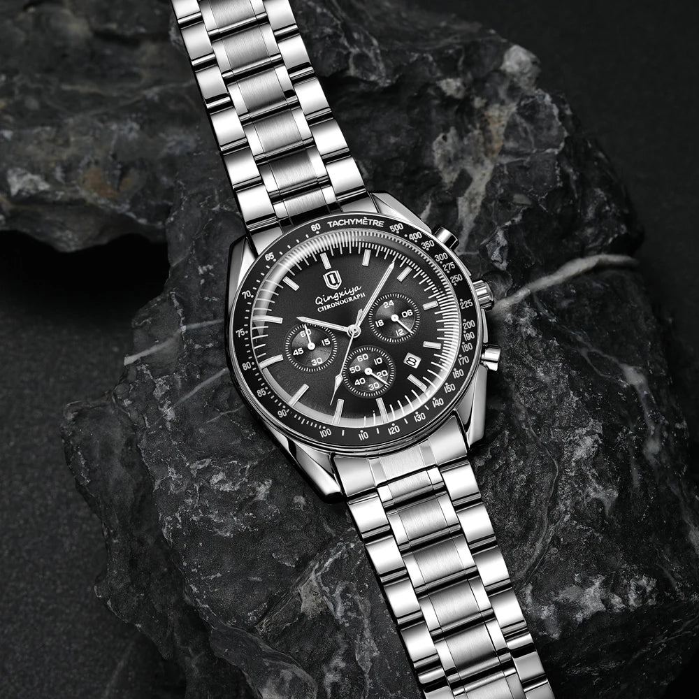 Men's Watch Calendar Business Quartz Watch Luxury Sport Waterproof Luminous Stainless Steel - Zenflow Active