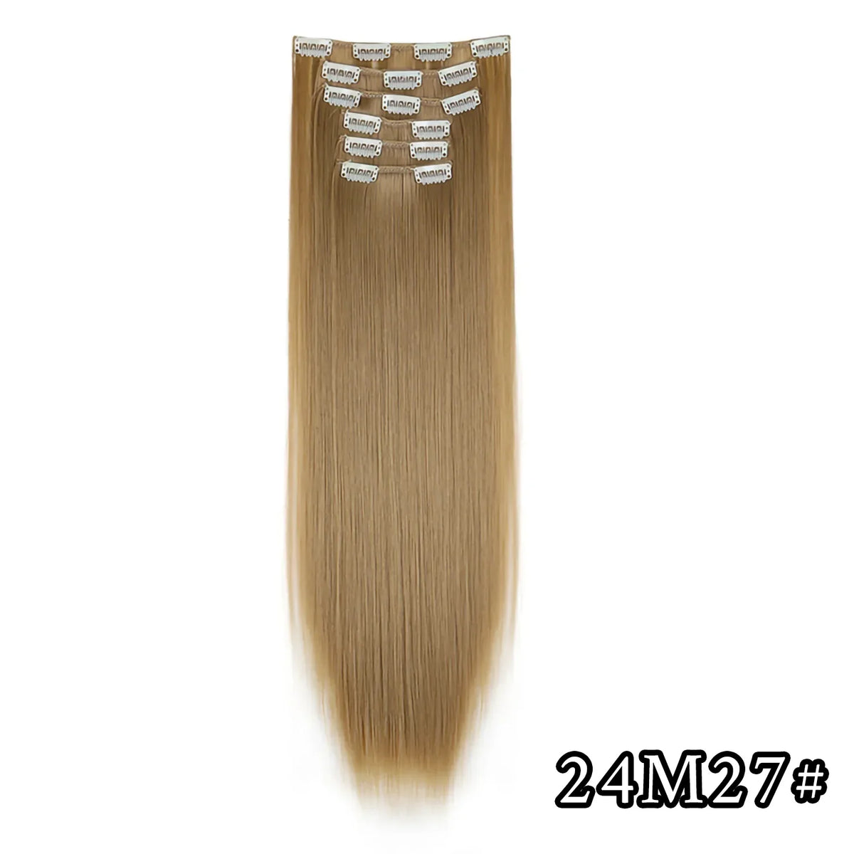Black Hair Extensions 24"/60cm 6pcs/set Women Long Straight Synthetic Full Head Clip 16 Clips Ombre Heat Resistant Fiber Hair - Zenflow Active