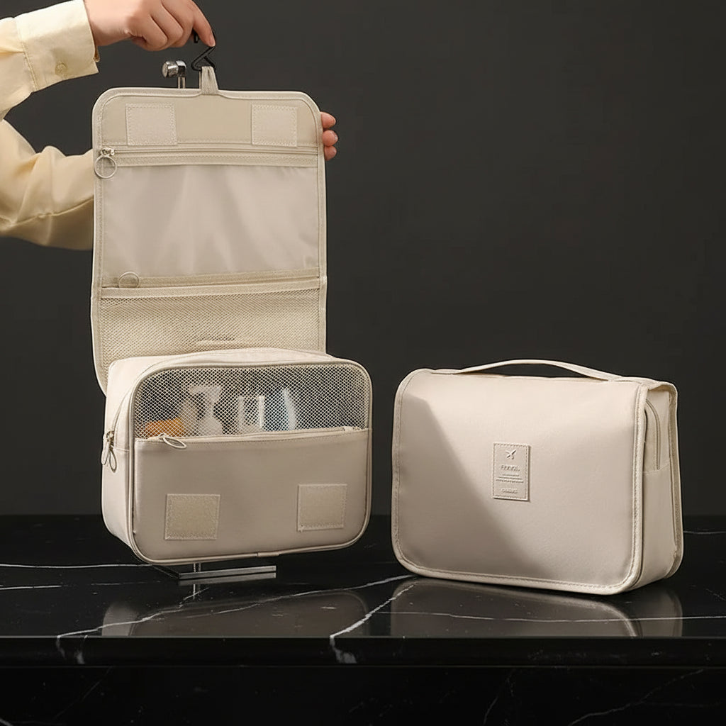 Waterproof Hanging Makeup Organiser — Travel Toiletry Bag with Hook - Zenflow Active