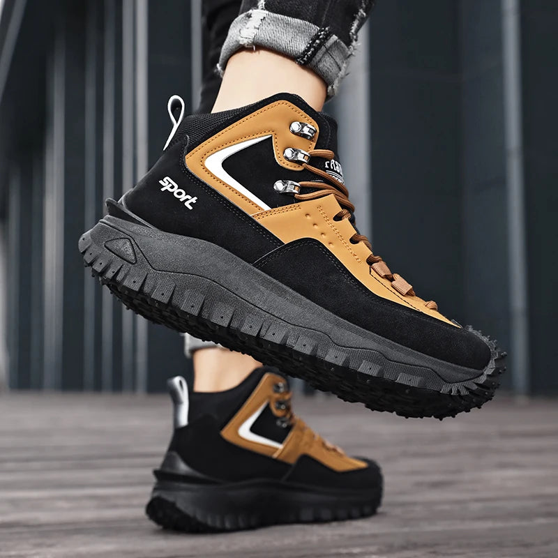 Men's Colour-Blocked Low-Top Outdoor Sports Shoes | Non-Slip Lace-Up Trainers for Hiking & Everyday Wear - Zenflow Active