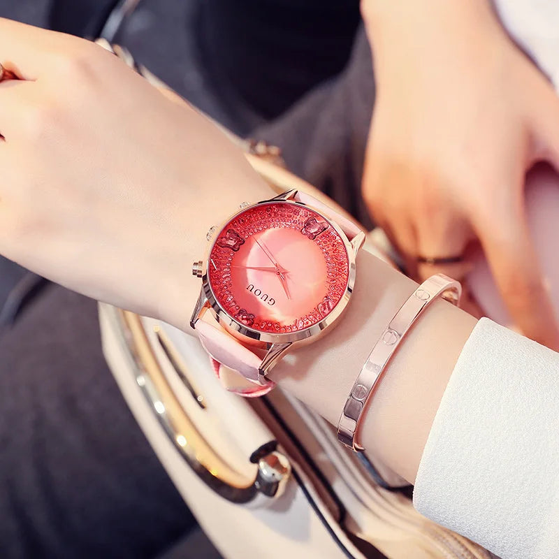 Women's Minimalist Quartz Watch — Large Dial, Leather Strap, Elegant Everyday Style - Zenflow Active