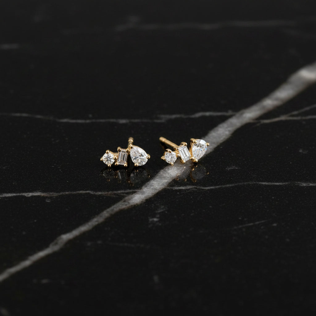 DPLAOPA 925 Sterling Silver Gold Stud Earring Clips Piercing Luxury Pediments Small Fine Jewellery - Zenflow Active