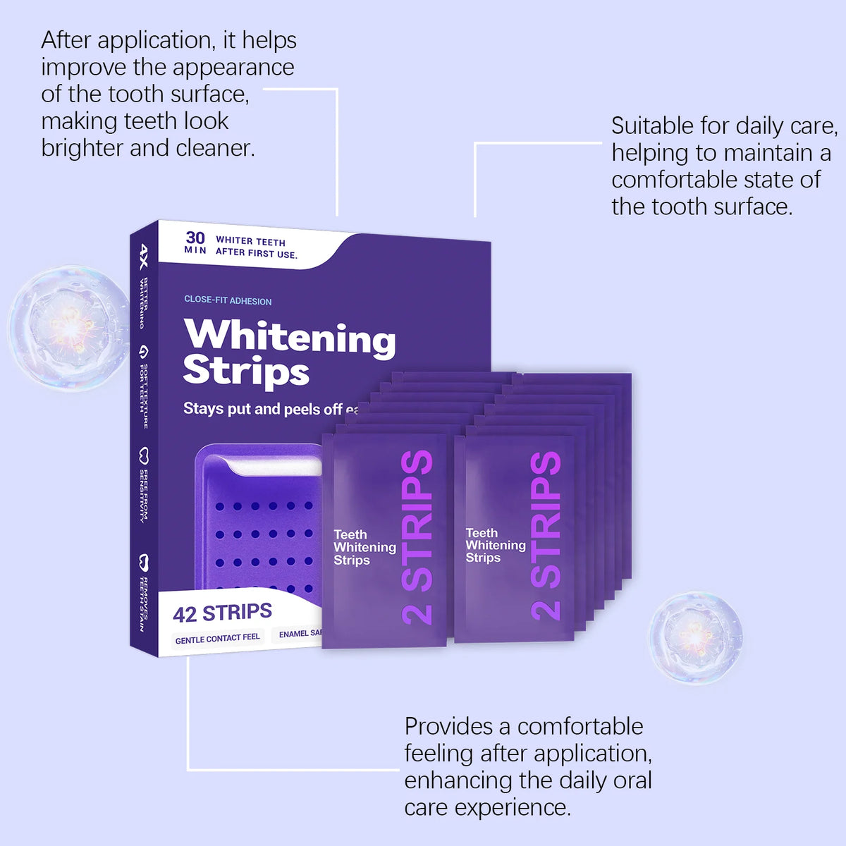 Purple Teeth Whitening Strips - Zenflow Active
