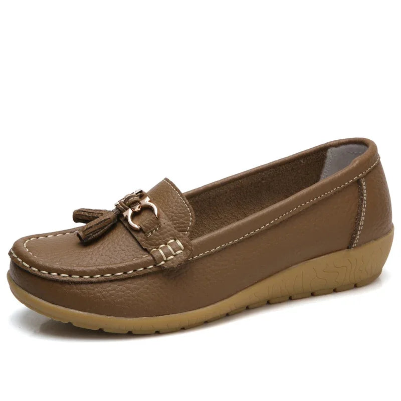 Women's PU Slip-On Loafer Flats — Soft Sole, Flat Heel, Casual Everyday Shoe, 9 Colours - Zenflow Active