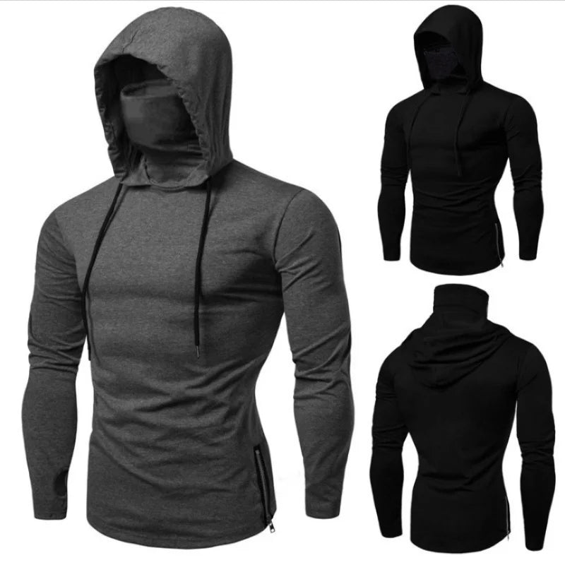 Men's Short Sleeve Hoodie with Face Mask | Gym Sweatshirt - Zenflow Active
