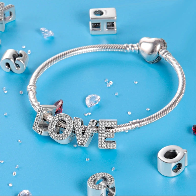 Charms Fit Original Bracelet A-Z Alphabet Charms Beads 925 Sterling Silver 26 Letters Charm for Women Girl DIY Fine Jewelry Gift - Zenflow Active