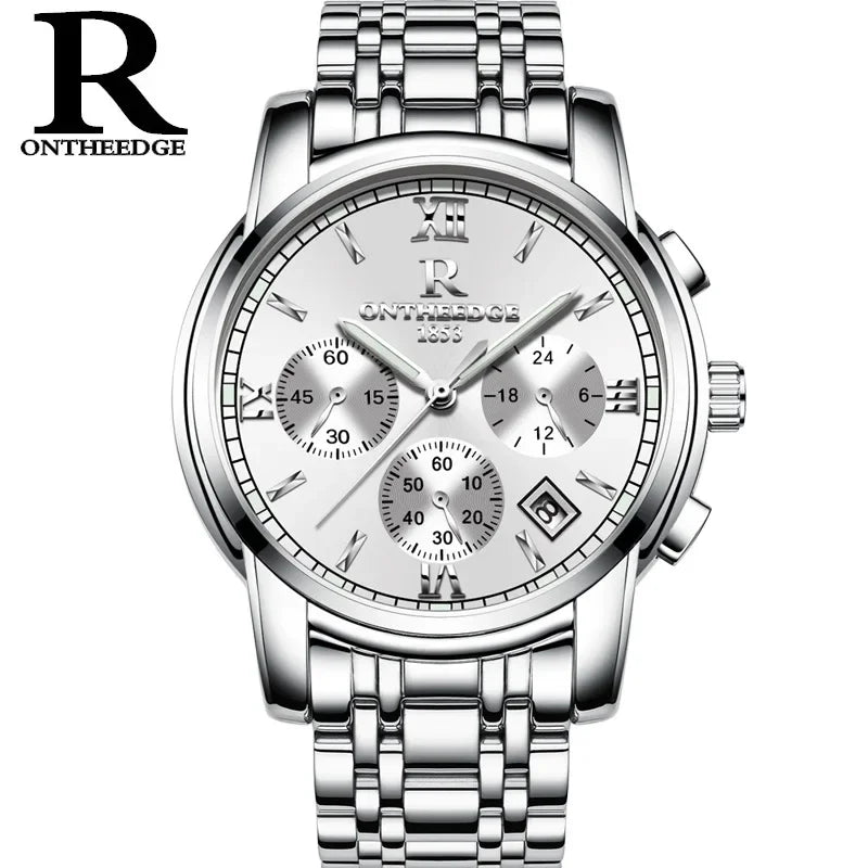Men's Watch Business Quartz, All Steel Blue Face, Waterproof Chronograph Relogio Masculino - Zenflow Active