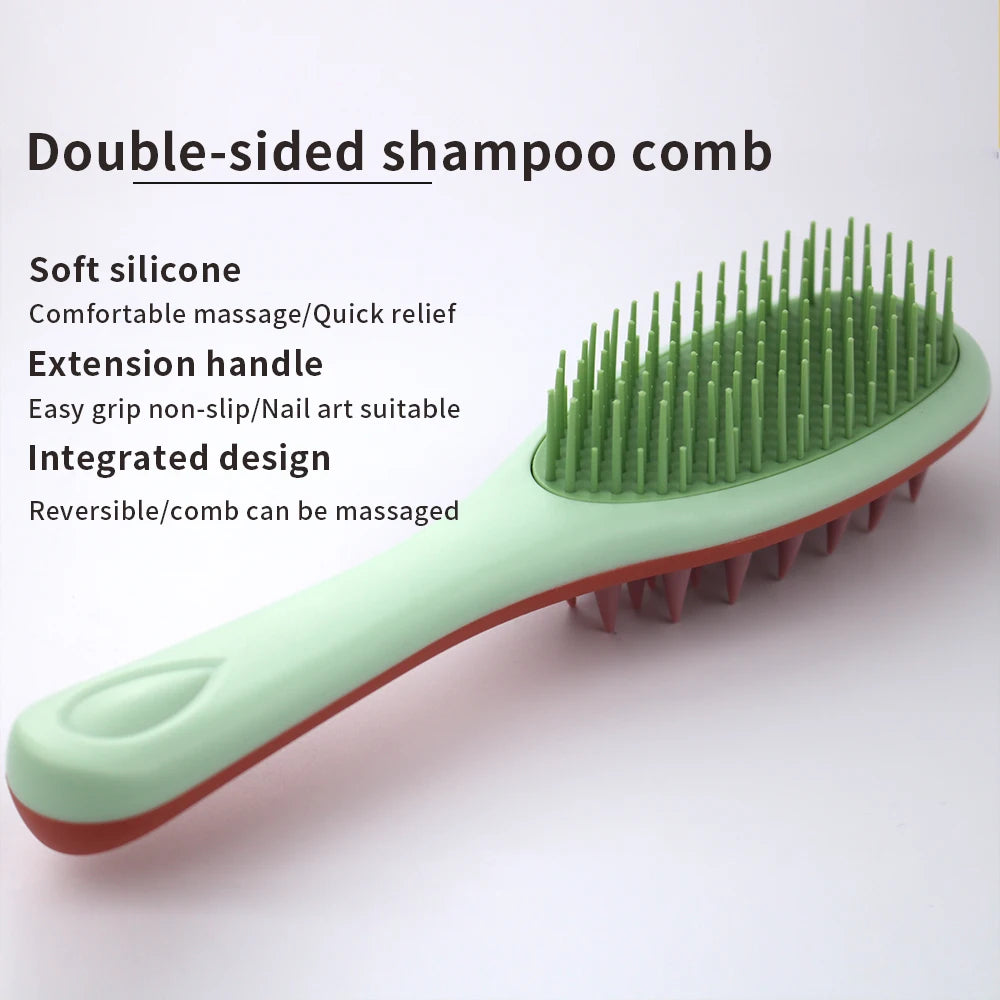 2-in-1 Double-Sided Shampoo Brush & Detangling Comb - Wet or Dry Scalp Care