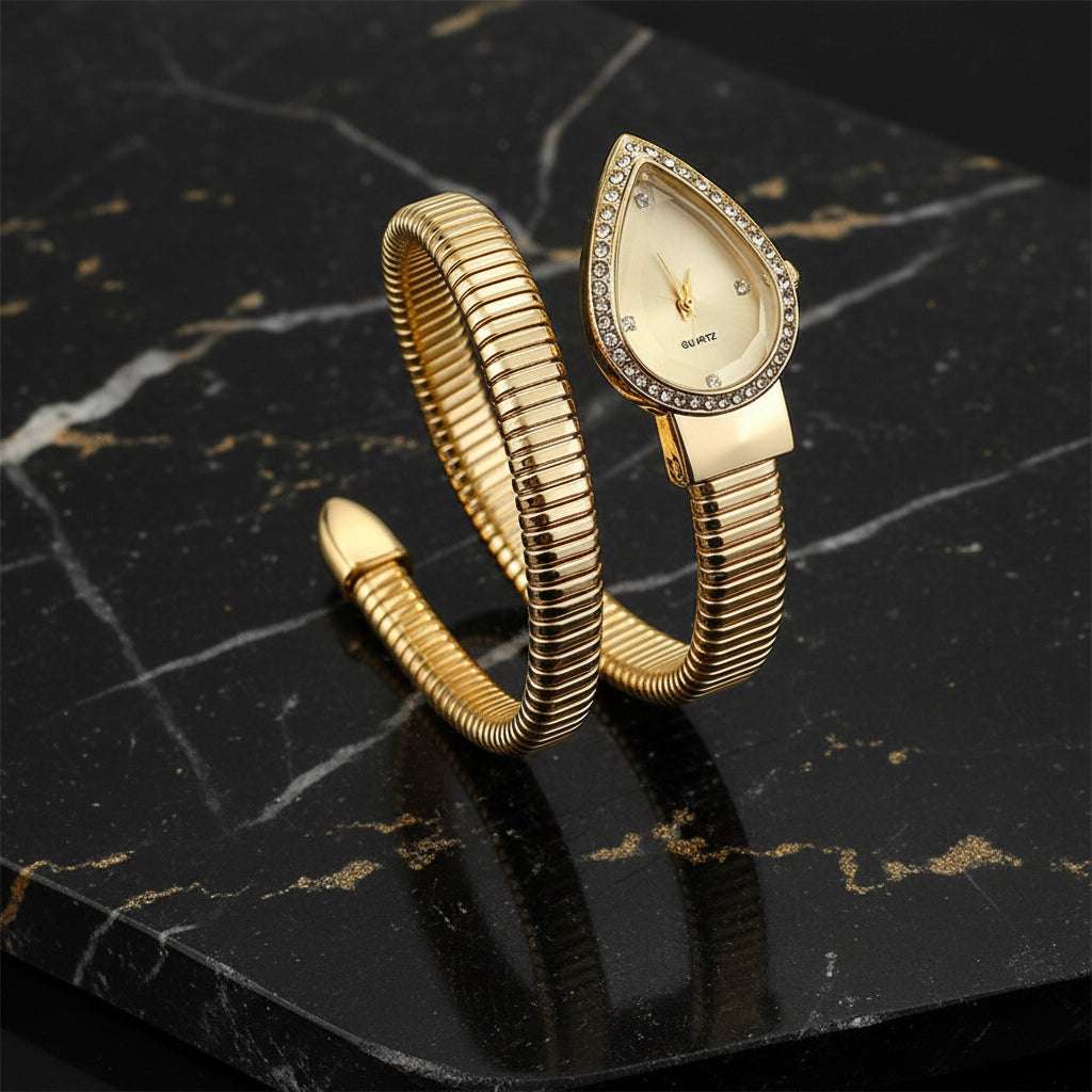 Elegant Ladies' Water - Drop Headed Watch with Snake - shaped Band - Zenflow Active