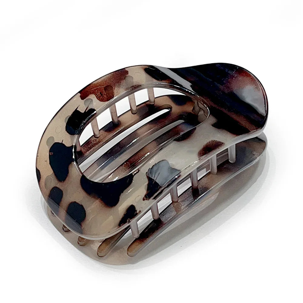 Oval Matte Hair Claw Clip | Leopard Print & Solid Acrylic Barrette — Single & Multi-Pack - Zenflow Active