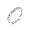 MODIAN 925 Sterling Silver Fashion Round Rectangle Dazzling Clear CZ Band Ring For Fine Jewellery - Zenflow Active