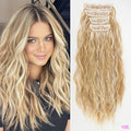Set of 4 Clip-In Hair Extensions in a Brown-Blonde Shade, 60.96 cm Long, Featuring Wavy And Curly Synthetic Hair - Zenflow Active