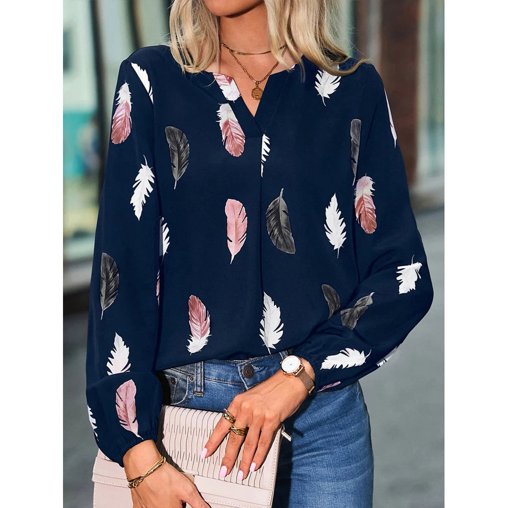 Women's Chiffon Puff Sleeve Blouse | Elegant Printed Top - Zenflow Active