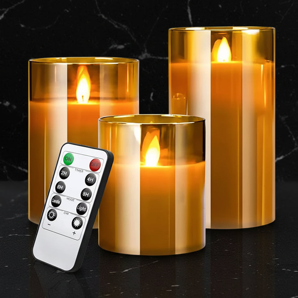 Electronic Candle LED Candle Decoration LED Glass Candle Full Set Remote Control Timer - Zenflow Active