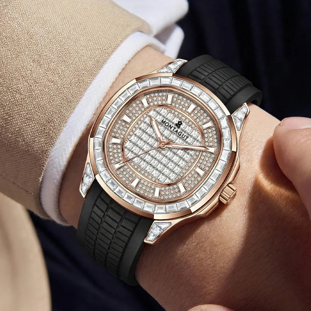 Men's Watch Original Brand Automatic Mechanical Watch Diamond Dial Waterproof Luminous Watch - Zenflow Active