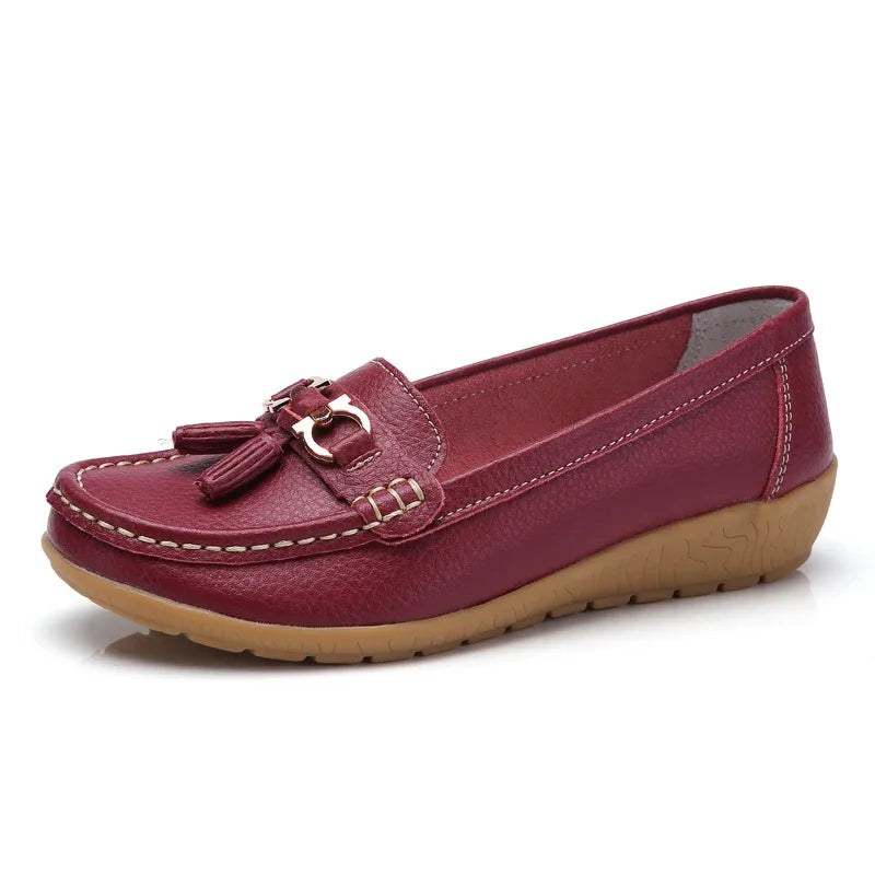 Women's PU Slip-On Loafer Flats — Soft Sole, Flat Heel, Casual Everyday Shoe, 9 Colours - Zenflow Active