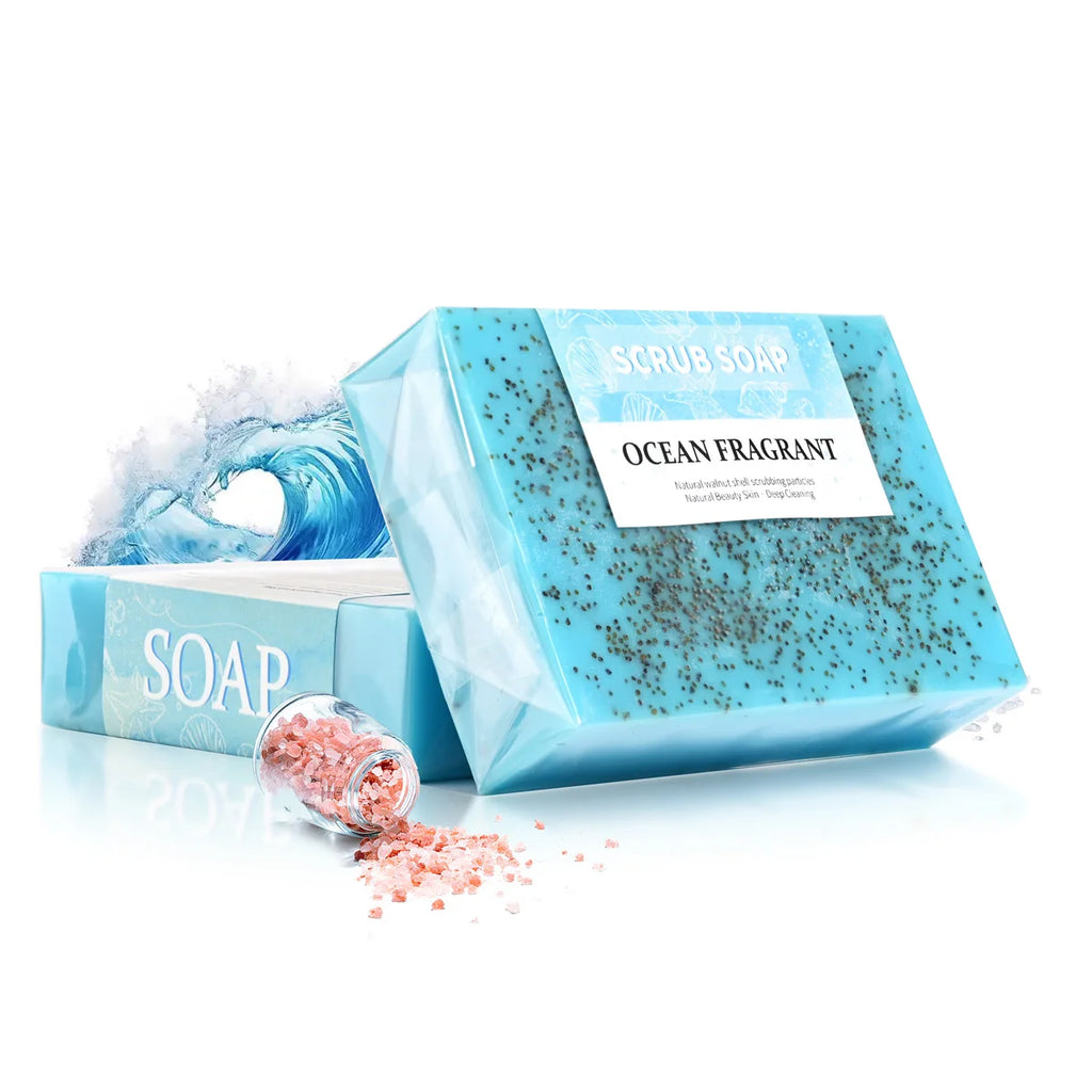 Sea Salt & Walnut Shell Handmade Soap | Acne-Clearing, Moisturising & Brightening – 100g - Zenflow Active