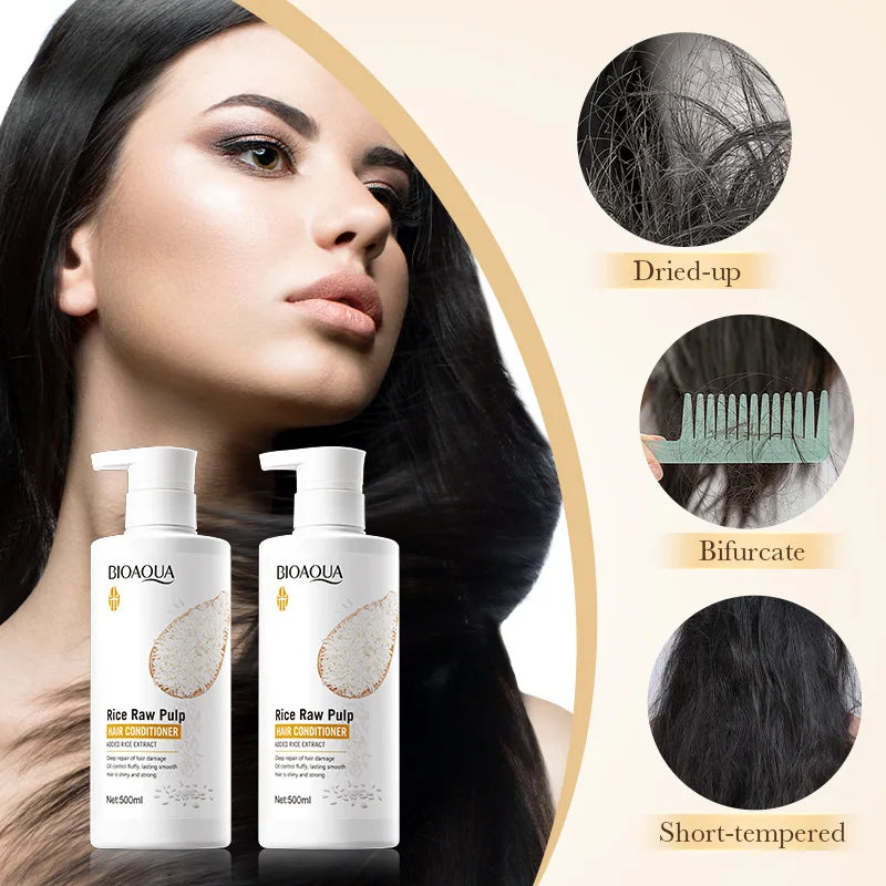 500ml Rice Conditioner Deeply Repairs Damaged Hair, Controls Oil Moisturizes - Zenflow Active
