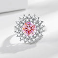 925 Sterling Silver Ring Two Carat Zirconia Ring Multi-color Optional Women's Open Ring Fashion Simple Birthday Jewelry Gift - Zenflow Active