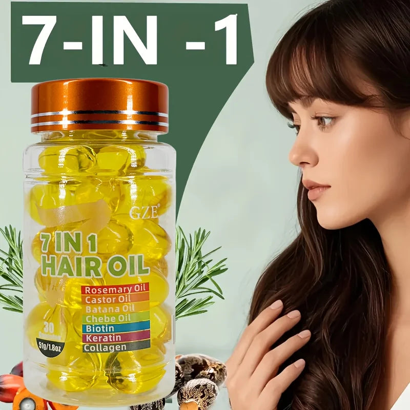 GZE 7-IN-1 Hair Oil Enriched With Rosemary Oil Castor Oil Batana Oil Chebe Oil Biotin Keratin Collagen Hydrating Smoothing - Zenflow Active