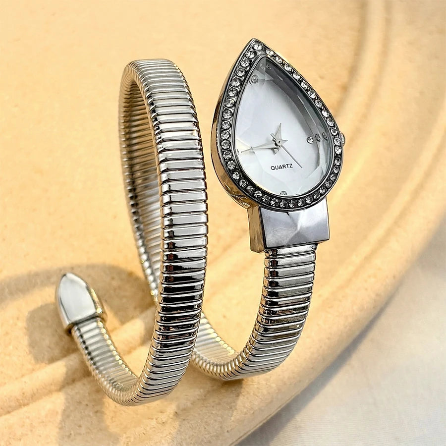 Elegant Ladies' Water - Drop Headed Watch with Snake - shaped Band - Zenflow Active
