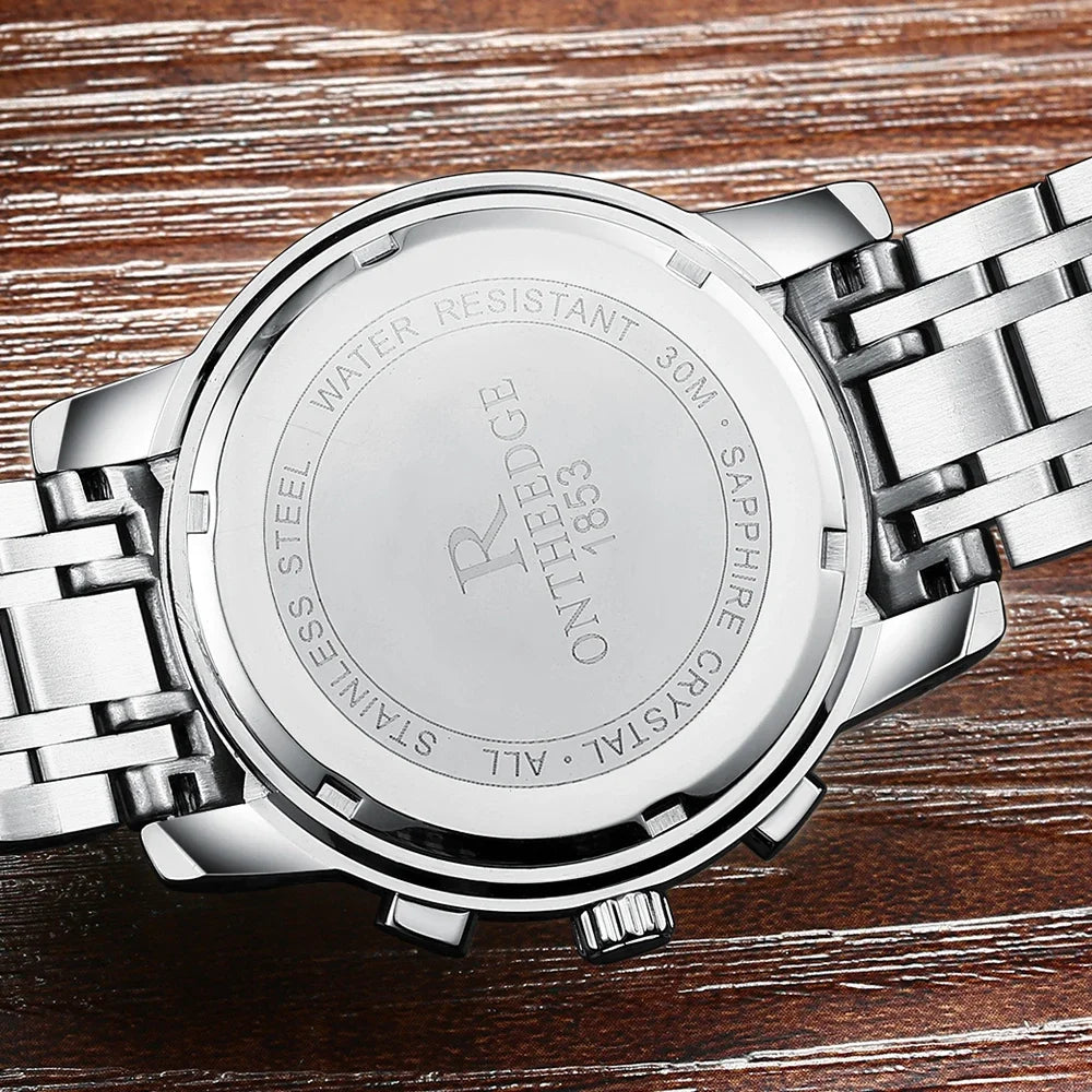 Men's Watch Business Quartz, All Steel Blue Face, Waterproof Chronograph Relogio Masculino - Zenflow Active