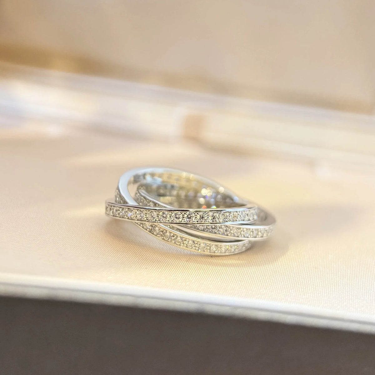Sterling Silver Rose Gold Three-Color Internet Ring Fashionable Multi- Toned Band - Zenflow Active