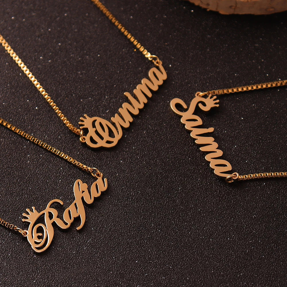 Personalised Gold Name Necklace with Box Chain Custom Name Necklace Handmade Jewellery Personalised Birthday Gift for Her Mom - Zenflow Active
