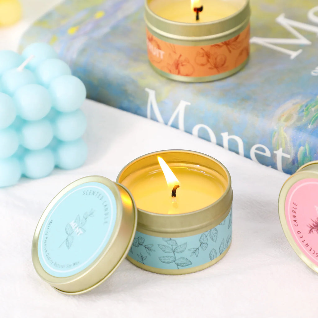 Smokeless Scented Aromatic Candles Creative Travel Tin Natural Soy Wax Scented Candles Wedding Decorative Candle Guest Gifts Box - Zenflow Active