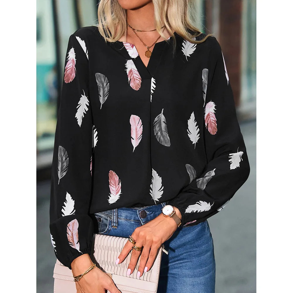 Women's Chiffon Puff Sleeve Blouse | Elegant Printed Top - Zenflow Active
