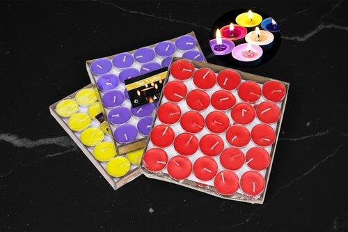 50 Smokeless Coloured Small Round Candles - Zenflow Active