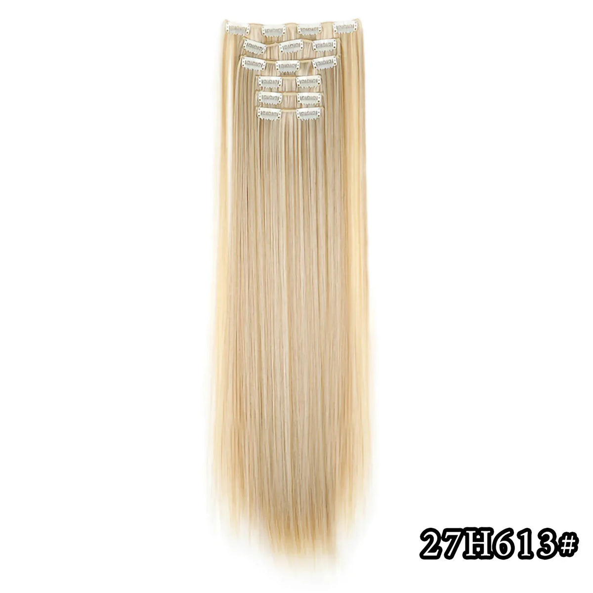 Black Hair Extensions 24"/60cm 6pcs/set Women Long Straight Synthetic Full Head Clip 16 Clips Ombre Heat Resistant Fiber Hair - Zenflow Active