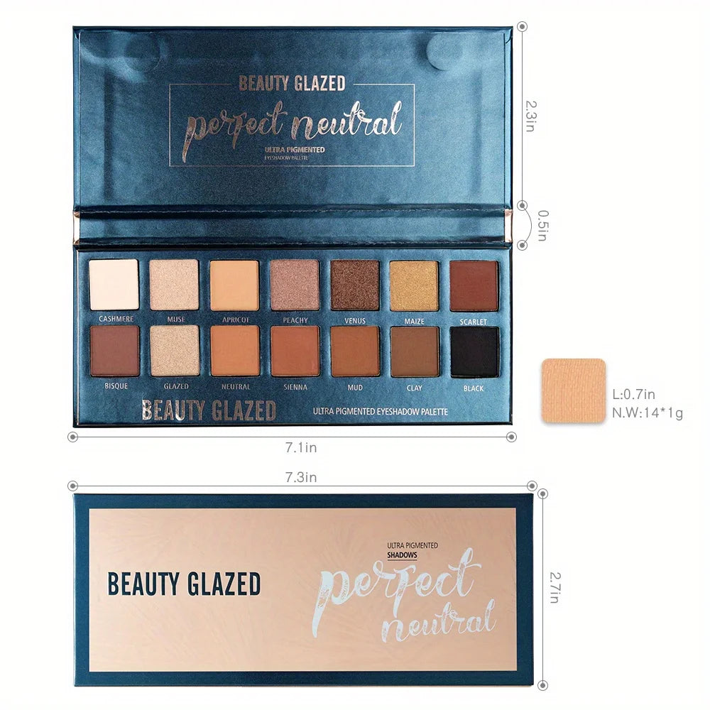BEAUTY GLAZED 14-Colour Neutral Matte Eyeshadow Palette