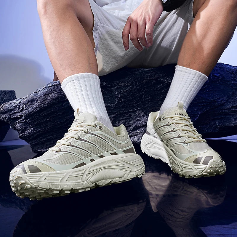 Men's Thick-Sole Sports Casual Shoes | Breathable Lace-Up Trainers - Zenflow Active