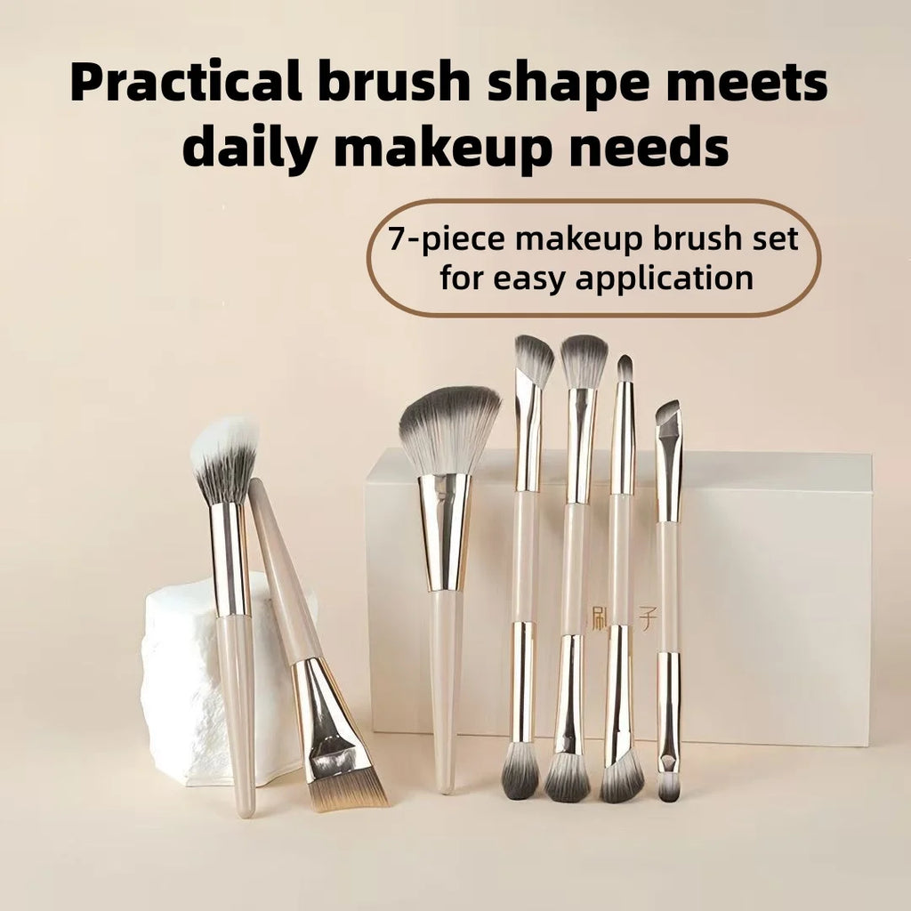 5-Piece Makeup Brush Set – Foundation, Contour, Eyeshadow & Stippling with Portable Case - Zenflow Active